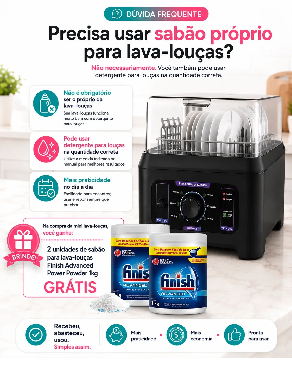 Capacidade espaçosa para a rotina diária