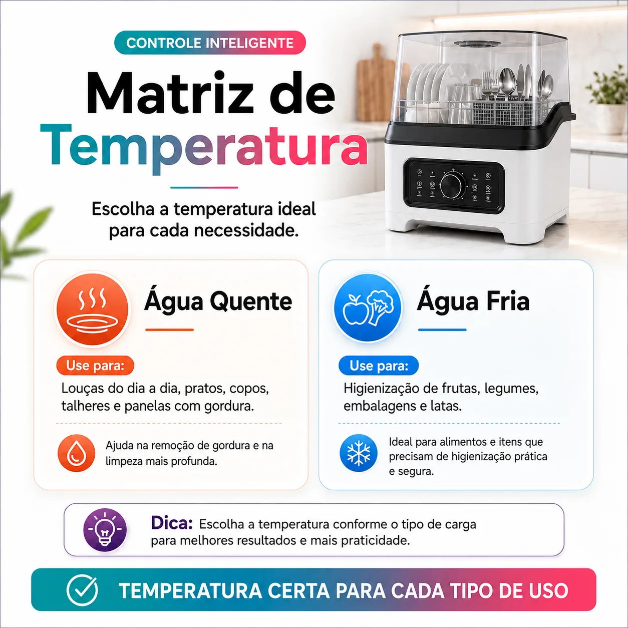 Instalação fácil em qualquer torneira ou uso portátil